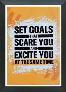 FRIZZY ARTS Photo Frame of Inspirational Thoughts and Motivational Quot | Set Goals | Wooden Art | Framed Poster for Wall, Home, Living Room, Office Decor, Gift | Digital Reprint 14 inch x 10 inch Painting