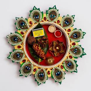 CAPIO ART POOJA THALI/WELCOME THALI/ FOR HOME Wooden