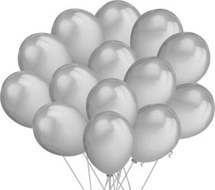 PARTY MIDLINKERZ Solid Set Of 51 Pcs Silver Balloons Decoration/Girls birthday decoration Balloon