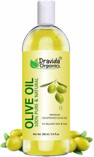 Dravida Organics Extra Virgin Olive Oil for Beautiful Skin, Hair, Face & Body Massage Oil