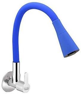Spazio Fusion Flexible Sink Faucet - Play (with 360 Degree Flexible Silicon Hose & Dual Flow Pattern) Hot/Cold Water Tap With Wall Flange - Blue Faucet Nozzle