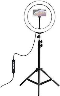 Webilla Foldable Tripod with Remote, Dimmable 3-Modes LED Ring Light with Tabletop Stand with Ball-Head for Making up, Tiktok Videos Tripod Ring Flash