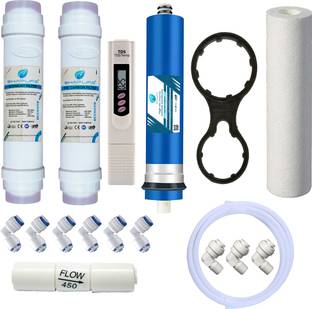 SHAPURE Complete Service Kit+ 80 GPD Membrane for Water Filter Ro Purifier, 10-inch Solid Filter Cartridge