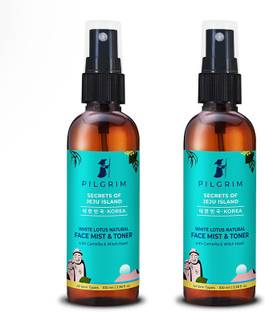 Pilgrim Pack of 2 Alcohol Free Face Toner, Face Mist For Pores Tightening, Glowing Skin, Dry, Oily, Combination, Acne Skin, Korean Beauty Secrets, 100ml+100ml Men & Women