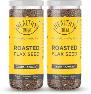 Healthy Treat Roasted Flax Seed - Jeera Ajwain Combo 300 gm Pack of 2 ,150 gm Each Brown Flax Seeds