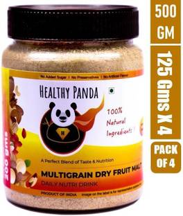 HEALTHY PANDA Organic Sprouted Multigrain Dry fruit Malt/ Health Mix/ Sattu Mavu-125 gm, Pack 4 Nutrition Drink