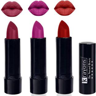 KRAYONS Cute Pop Matte Lipstick, Waterproof, Longlasting (Pack of 3)
