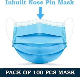 BUWCH 5 Layer Reusable Mask DISPOSAL MASK USE AND THROW FOR GOOD HEALTH (Free Size, Pack of 100) Surgical Mask With Melt Blown Fabric Layer