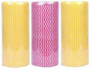 HM EVOTEK Non-Woven Multipurpose Kitchen Towel Roll Big Size 70 Pull (Pack of 3) Total Wipes 210-23 CM X 21 CM pink yellow Paper Napkins