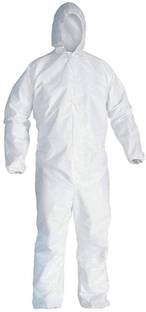 Beemed Men's and Women's PPE Coverall in 90GSM SITRA and CE Certified Laminated Non Woven Fabric with Attached Hood and Elastic Cuff; Zipper Front White Hazmat Suit with 3 Ply Mask Safety Jacket