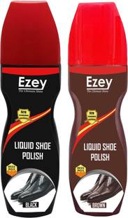 Ezey Liquid Shoe Polish (Black & Brown) Set of 2 Pcs Synthetic Leather, Leather, Patent Leather Shoe Liquid Polish