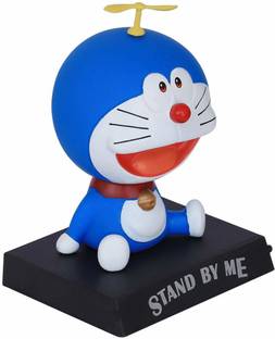 Daiyamondo DOREMON WITH HELI Big Size Bobble Head - Action Figure Moving Head Bobblehead Spring Dancing PVC Bobble Spring Dancing Doll Toy Car Dashboard Bounce Toys for Car Interior Dashboard Expression Bobble Head for Car Dashboard and Office Desk