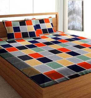 OSM 220 TC Microfiber Double Checkered Flat Bedsheet