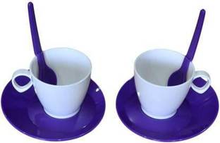 TUPPERWARE Pack of 6 Plastic Moment Tea Cups Each Cup Capacity(300ml, 300ml) Pack Off 6 White and Purple Color