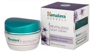 HIMALAYA revitalizing night cream white lily tomato restores moisture balance nourishes & repairs