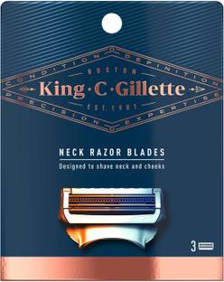 King C. Gillette Mens Neck Razor Cartridges (Pack of 3) with Built in Precision Trimmer for Shaping