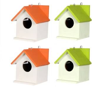ganga enterprise Bird House Bird Nest for Sparrow and other Garden Birds Pack of 4 Nest in Woods Bird House