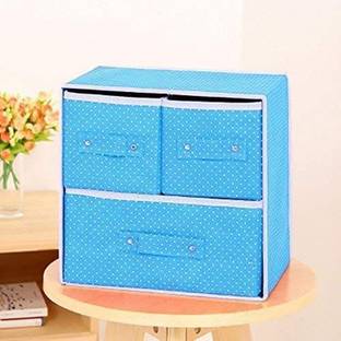 DITCAFOS Foldable 3 Drawer Fabric Storage Box Organizer Drawer Divider