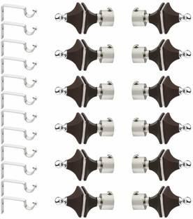 GLOXY Silver, Black Rod Rail Bracket, Curtain Knobs, Curtain Hooks, Curtain Rods Metal