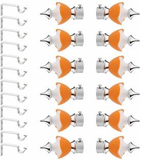Panthera Silver, Orange Rod Rail Bracket, Curtain Knobs Metal