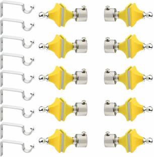 METZO Yellow Rod Rail Bracket, Curtain Knobs Metal