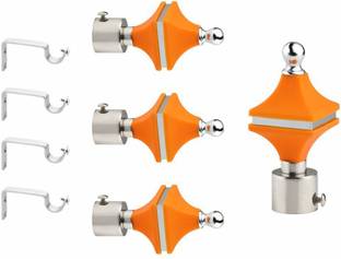 GLOXY Silver, Orange Rod Rail Bracket, Curtain Knobs, Curtain Hooks, Curtain Rods Metal