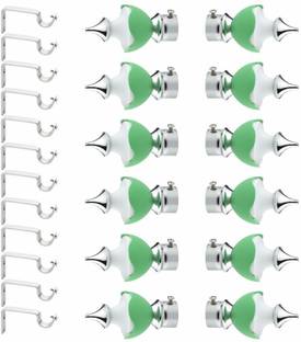 Panthera Silver, Green Rod Rail Bracket, Curtain Knobs Metal