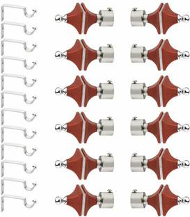 METZO Brown Rod Rail Bracket, Curtain Knobs Metal