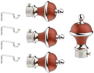 GLOXY Silver, Maroon Rod Rail Bracket, Curtain Knobs, Curtain Hooks, Curtain Rods Metal
