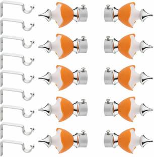 Panthera Silver, Orange Rod Rail Bracket, Curtain Knobs Metal