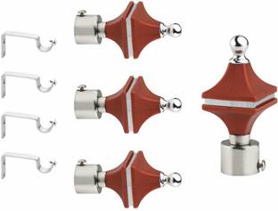GLOXY Silver, Maroon Rod Rail Bracket, Curtain Knobs, Curtain Hooks, Curtain Rods Metal