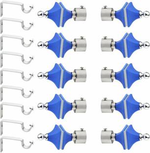 METZO Blue Rod Rail Bracket, Curtain Knobs Metal