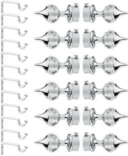KGL Silver Rod Rail Bracket, Curtain Knobs Metal