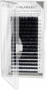 Nagaraku Eyelash Extensions Individual Faux Mink Classic 7-15mm Mix Tray Matte Black Soft Natural 16 rows Mixed In One Tray False Eyelash (0.07mm Thickness, C Curl)