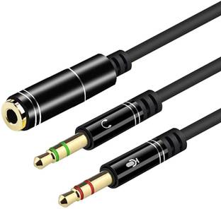 RiaTech Black 3.5mm 2 M to 1 F Splitter Adapter Phone Converter