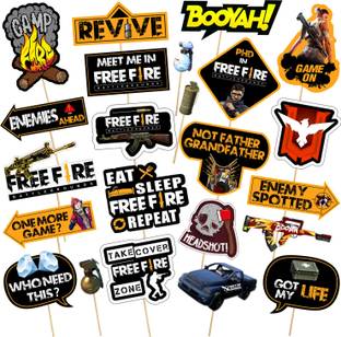 ZYOZI 23 Pcs Free Fire Photo Booth Props with Stick, Firefighter Theme Selfie Props, Fire Truck Birthday Party Supplies, Fire Fighter Photography Backdrop Decorations for Photobooth Photo Booth Board