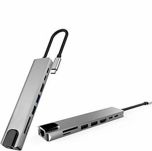 RuhZa Type C 0.4 m 8 in 1 USB Hub - USB C 3.1 to HDTV 4K LAN Ethernet USB3.0