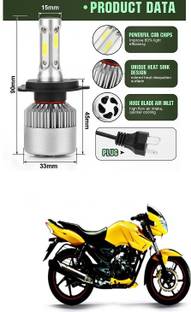 XZRTZ H4/9003/HB2 Motorcycle LED Headlight Bulb High Low Beam Headlamp with Fan 6000K Cool White, 1pcs A14 Headlight Motorbike LED for TVS (12 V, 24 W)
