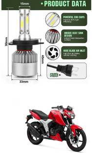 XZRTZ H4/9003/HB2 Motorcycle LED Headlight Bulb High Low Beam Headlamp with Fan 6000K Cool White, 1pcs A12 Headlight Motorbike LED for TVS (12 V, 24 W)