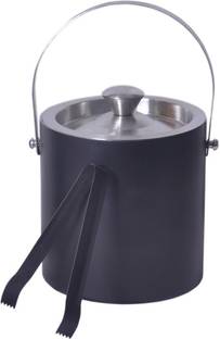 Dynore Dynore Stainless Steel 2 pc Black Color bar set - Double wall Ice bucket 1500 ml and Ice Tong 2 - Piece Bar Set