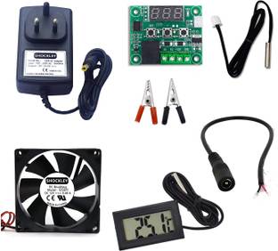 shockley Combo of XH-W1209 50~100 digital temperature controller thermostat with 3inch fan + 12v 2amp adapter + alligator clip + DC Female Jack + Thermometer TPM-10 Temperature Sensor and Controller Electronic Hobby Kit