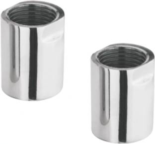 RUHE Full Brass 1.25 Inch Socket Connector for Pipe Fittings Set of 2 (Chrome Finish) 2-Way Union Pipe Joint