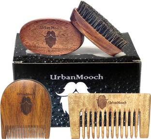 UrbanMooch Beard Grooming Kit Set of 3 - Premium Beard Brush,
