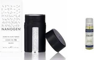 NANOGEN Combo of Thickening Hair Fibres Black with Locking Spray