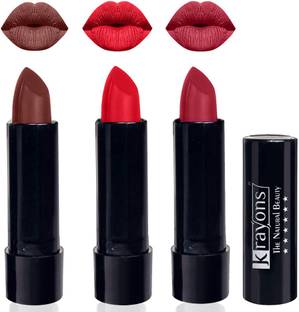 KRAYONS Cute Pop Matte Lipstick, Waterproof, Longlasting (Pack of 3)