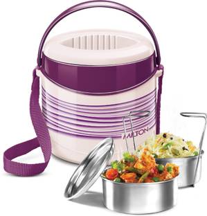 MILTON New Econa 2 Stainless Steel Tiffin Box, 2 Tiers of Stainless Steel Containers 2 Containers Lunch Box