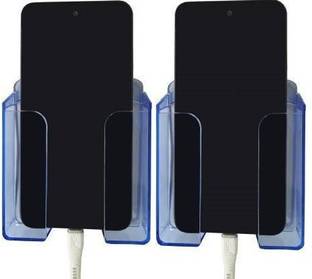 M/S DSNS Wall Mounted Mobile Holder| Mobile Phones Charging Stand Holder | Plastic Wall Mount Charging Stand Mobile wall stand (Blue PackOF2) Mobile Holder