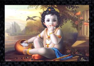 Bhawana Creation LITTLE KRISHNA EATING MAKHAN Digital Reprint 8 inch x 10 inch Painting
