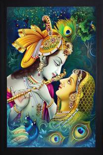 K K CREATIONS Radha Krishna Painting Digital Reprint 10 inch x 8 inch Painting