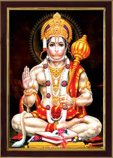 K K CREATIONS Lord Hanuman Ji Painting Digital Reprint 10 inch x 8 inch Painting